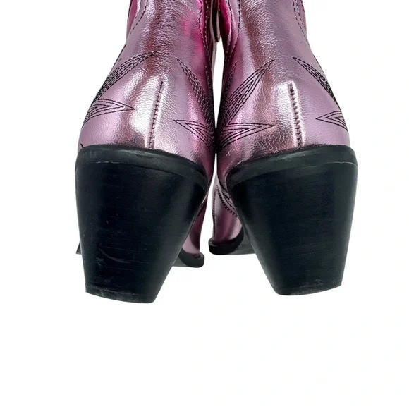 ASOS DESIGN Cupid Pink Metallic Contrast Western Knee Heeled Boot Size 8 ASOS DESIGN Cupid Pink Metallic Contrast Western Knee Heeled Boot Size 8